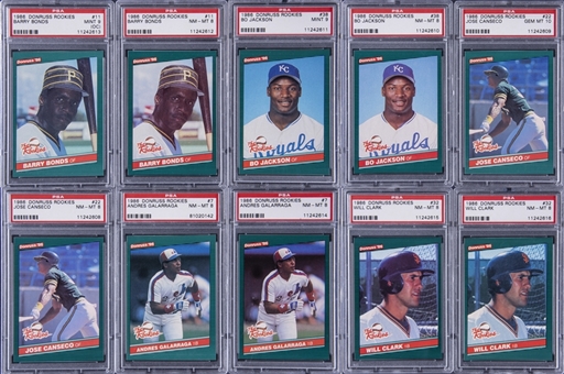 1986 Donruss Rookies Stars PSA Graded Rookie Card Collection (10) Including (2) Bonds, (2) Canseco, & (2) Bo Jackson